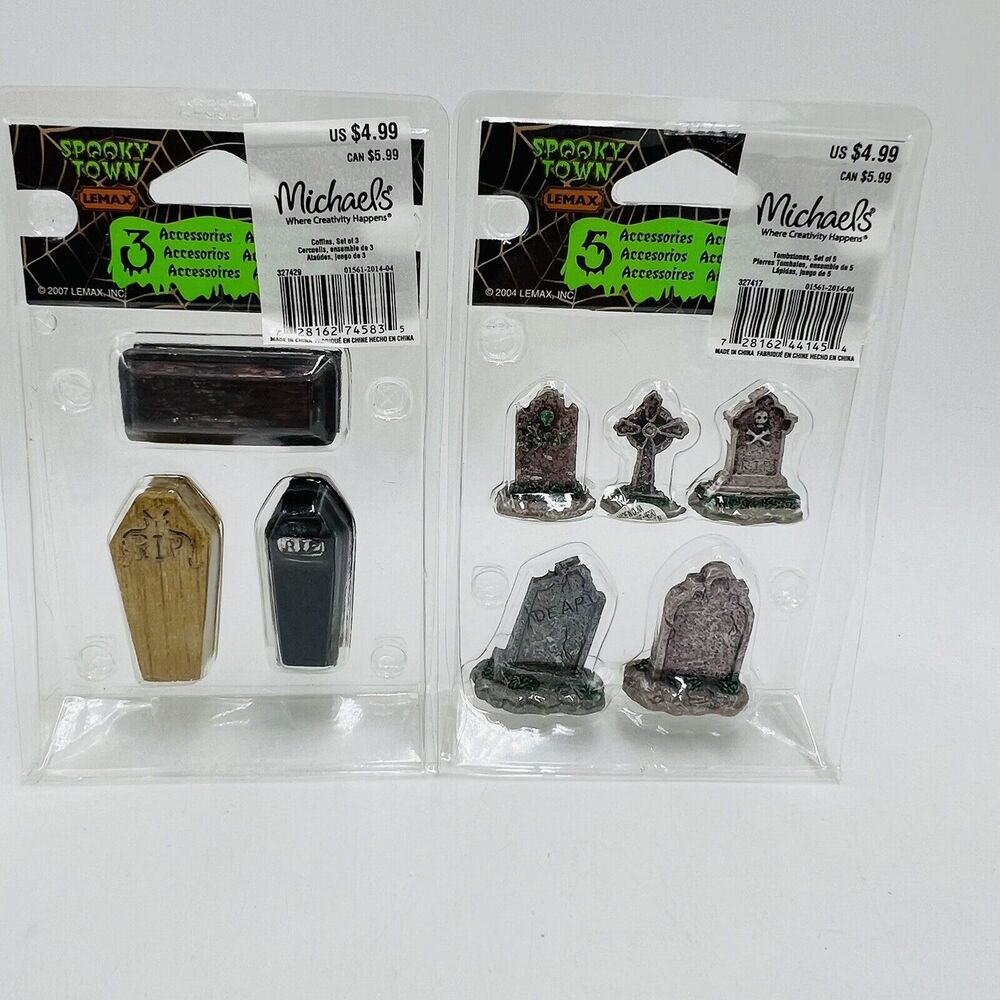 Lemax Spooky Town Tombstones Coffins #44145 #74583 New